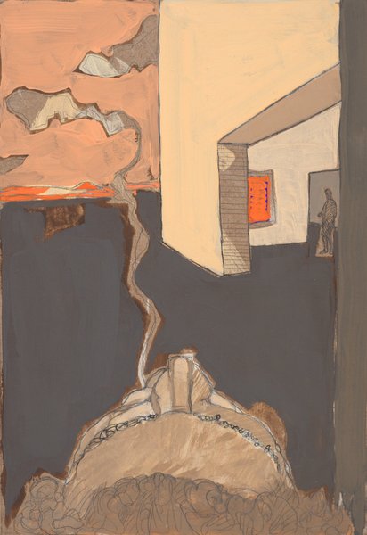 Tête renversée - 21x30 - tempera